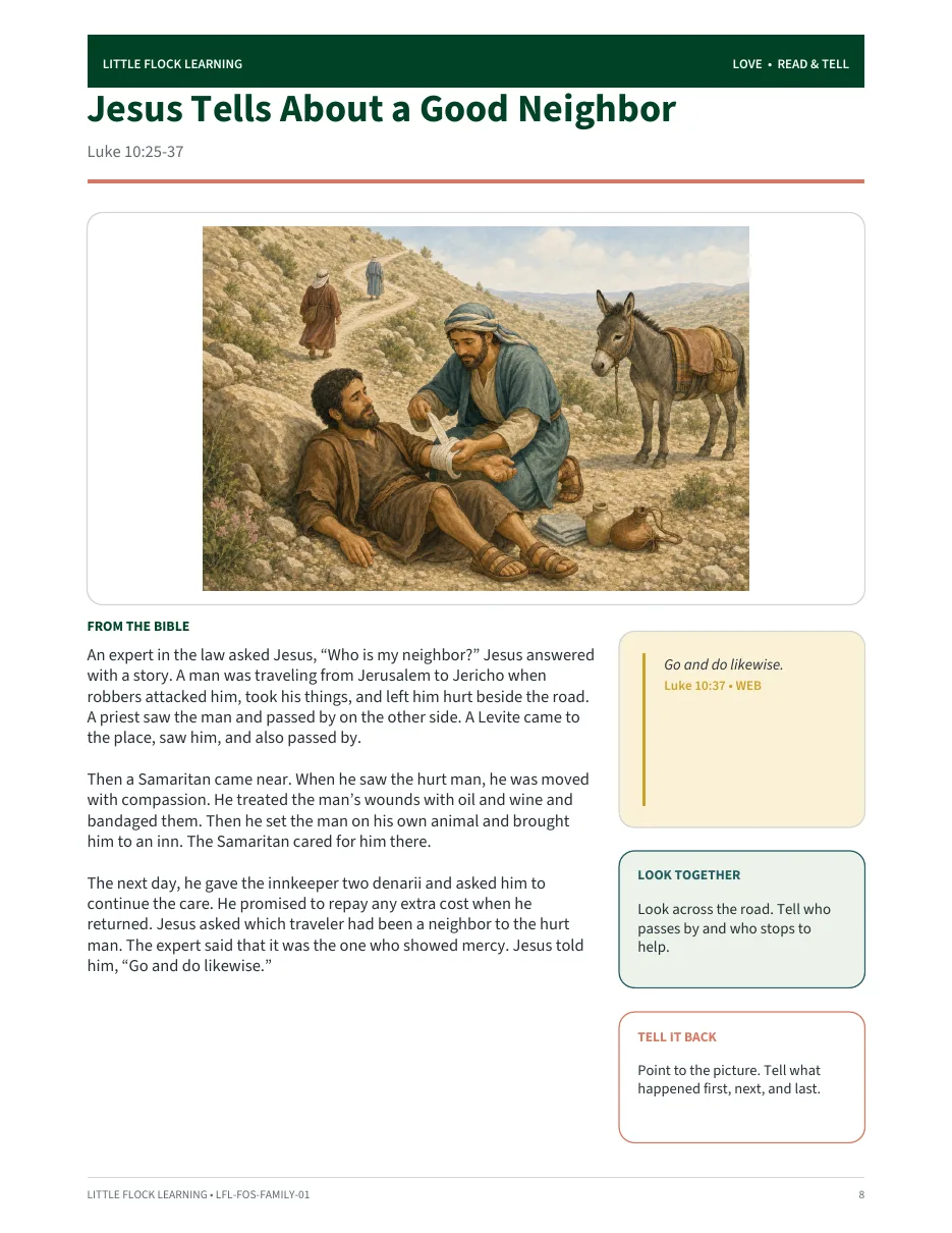 Good Neighbor Bible account page from the Love session