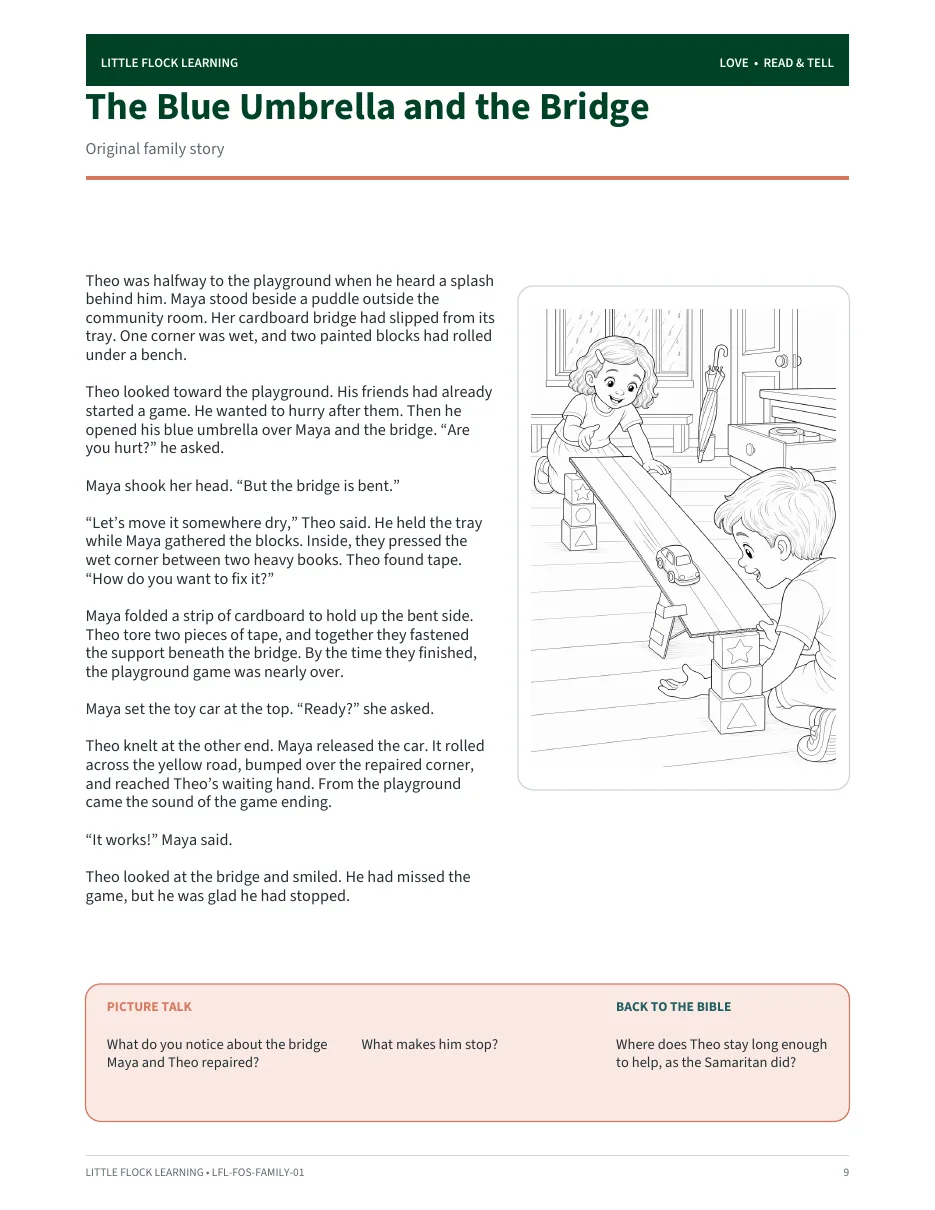 Original family story page from the Love session